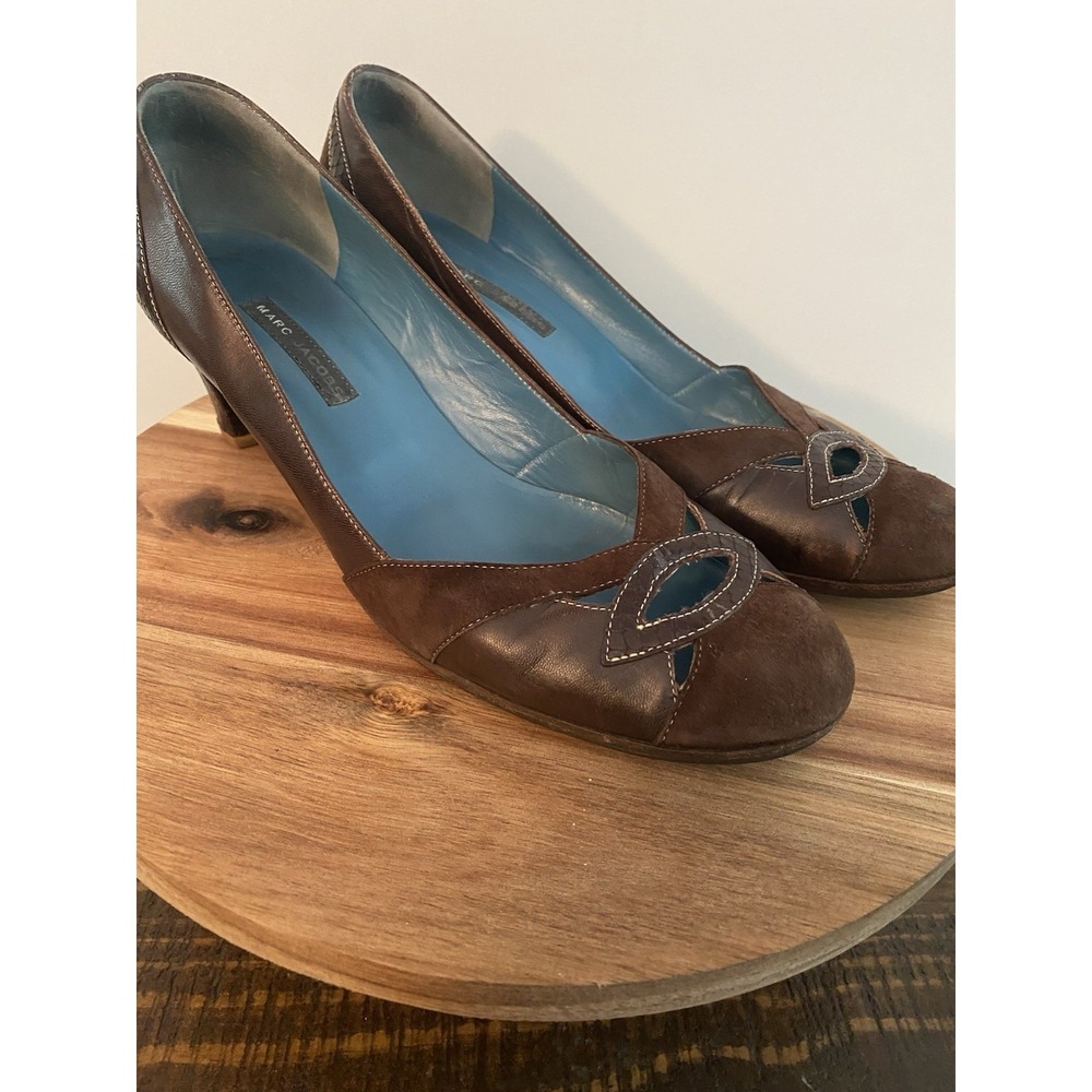 Woman's Marc Jacobs Size 9 Brown Leather Suede Pumps Made In Italy